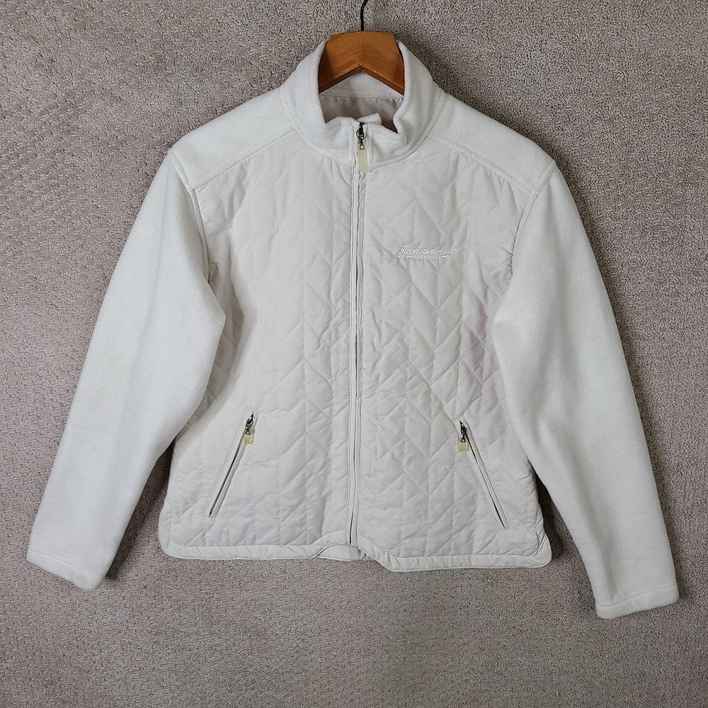 Storm Creek Jacket‎ Womens Medium Cream Jackson Hole Wyoming Full Zip Fleece